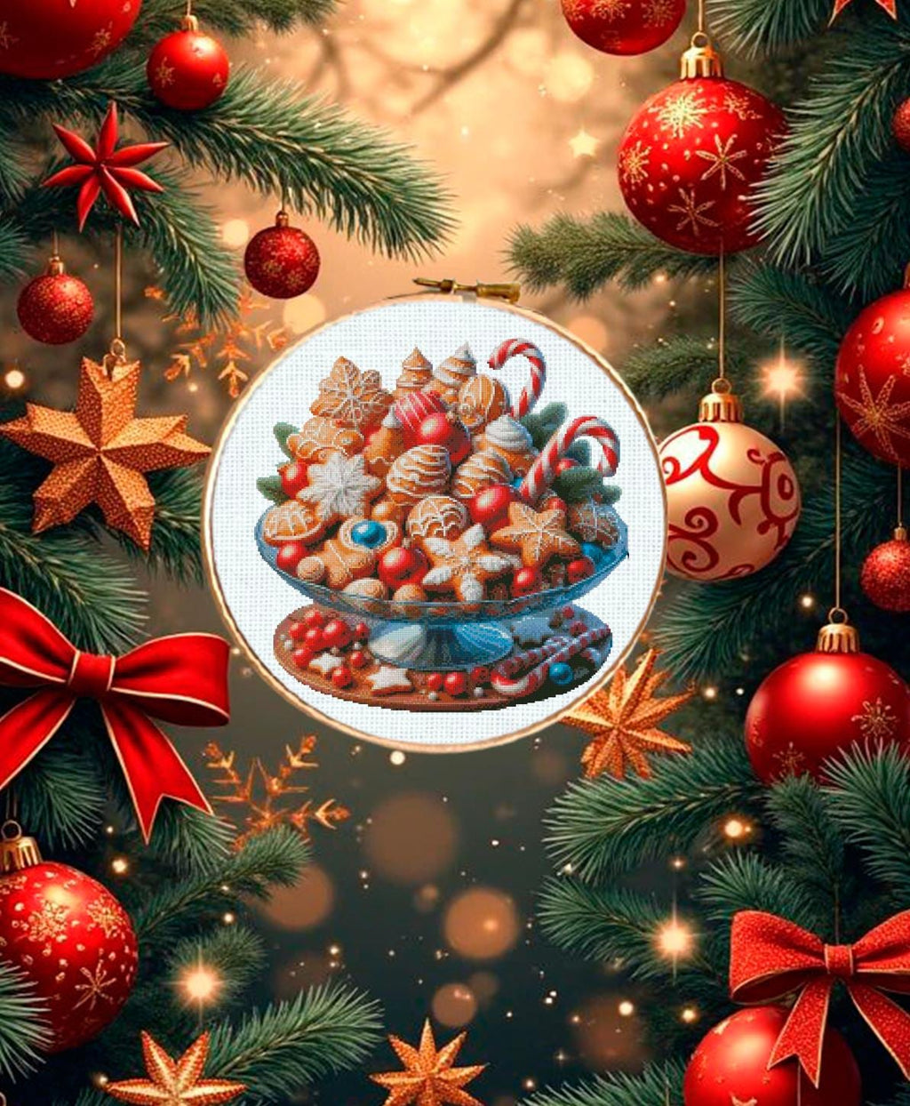Christmas Sweets Cross Stitch Pattern PDF, Holiday Candy Embroidery Design, Festive Dessert Needlework Chart, Christmas Treats Cross Stitch - NuttyHappyHobby
