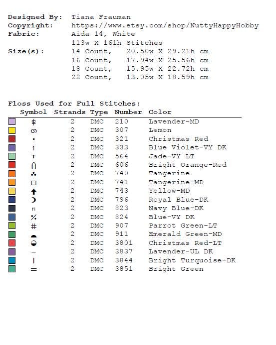 Christmas Tree Cross Stitch Pattern PDF, Colorful Modern Xmas Embroidery Design, Watercolor Christmas Tree Chart, Holiday Needlework pattern - NuttyHappyHobby