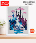 Cinderella Castle Cross Stitch Pattern PDF, Fairy Tale Castle Embroidery Design, Princess Castle Needlework Pattern, instant download - NuttyHappyHobby