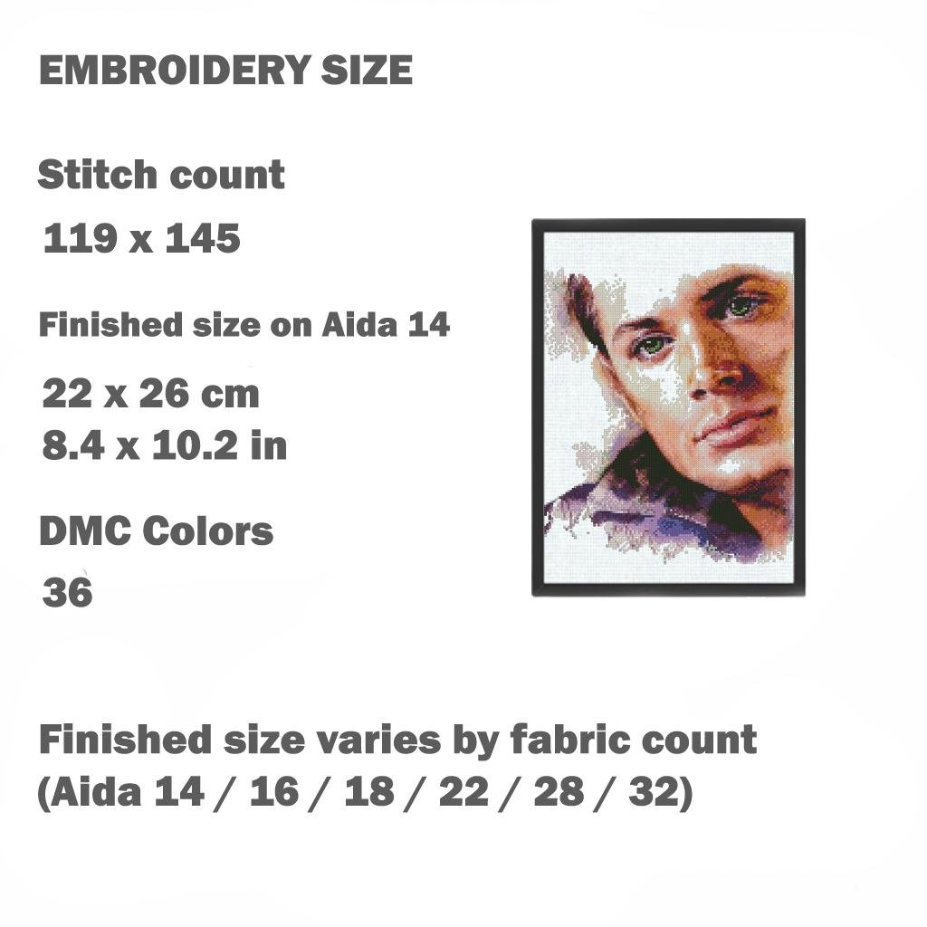 Cinematic Actress Portrait Cross Stitch Pattern PDF, Celebrity Inspired Embroidery Design, Modern Watercolor Style Wall Art, Winchester - NuttyHappyHobby