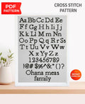 Classic Serif ABC Alphabet Cross Stitch Pattern PDF, Uppercase and Lowercase Font with Numbers and Symbols, Custom Name Embroidery Chart - NuttyHappyHobby