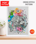 Colorful Brain Anatomy Cross Stitch Pattern PDF, Neuroscience Embroidery Design, Psychology Gift, Medical Wall Art Download - NuttyHappyHobby