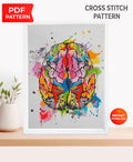 Colorful Brain Cross Stitch Pattern PDF, Human Anatomy Embroidery Design, Neuroscience Wall Art, Medical Decor Download, Pattern Keeper - NuttyHappyHobby