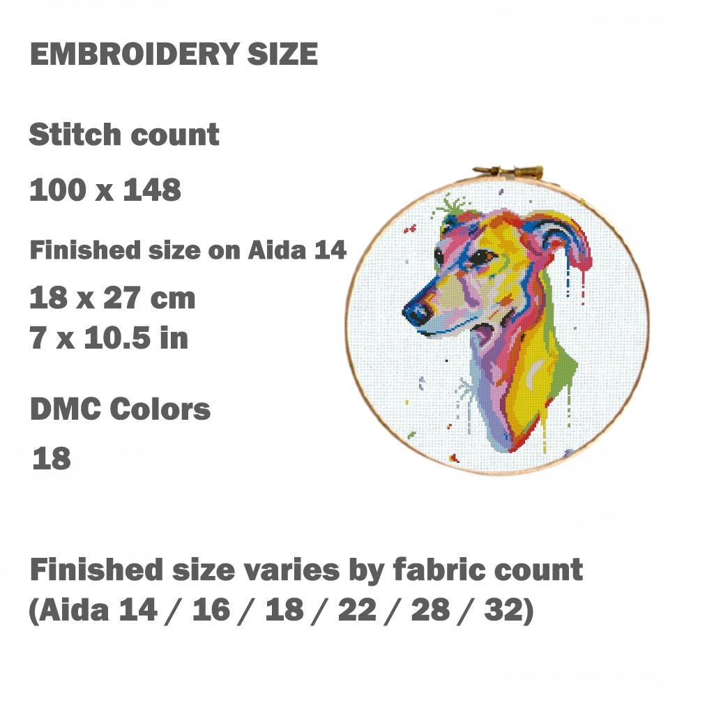 Colorful Dog Cross Stitch Patterns Set of 7, Modern Rainbow Dog Portrait PDF, Pitbull Boxer Basset Aussie Samoyed Greyhound Pattern Bundle - NuttyHappyHobby