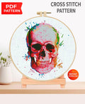 Colorful Skull Cross Stitch Pattern PDF, Rainbow Skeleton Embroidery Chart, Modern Gothic Anatomy Art, Instant Download - NuttyHappyHobby