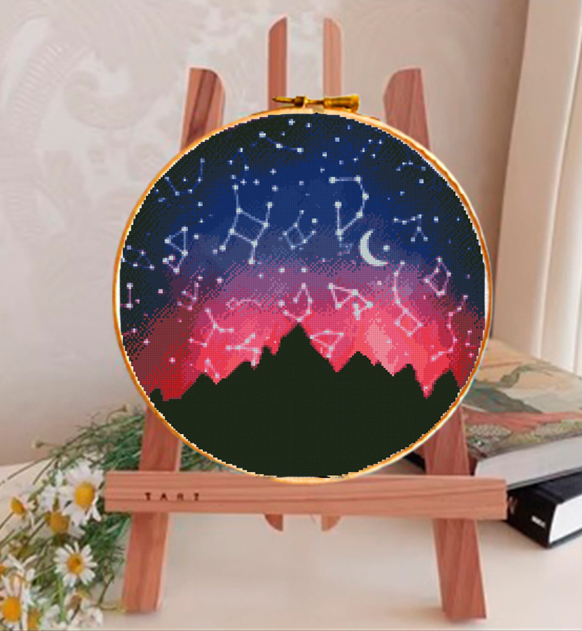 Constellation Cross Stitch Pattern PDF, Zodiac Night Sky Embroidery Design, Star Map Cross Stitch Chart, Astrology Needlework, download pdf - NuttyHappyHobby