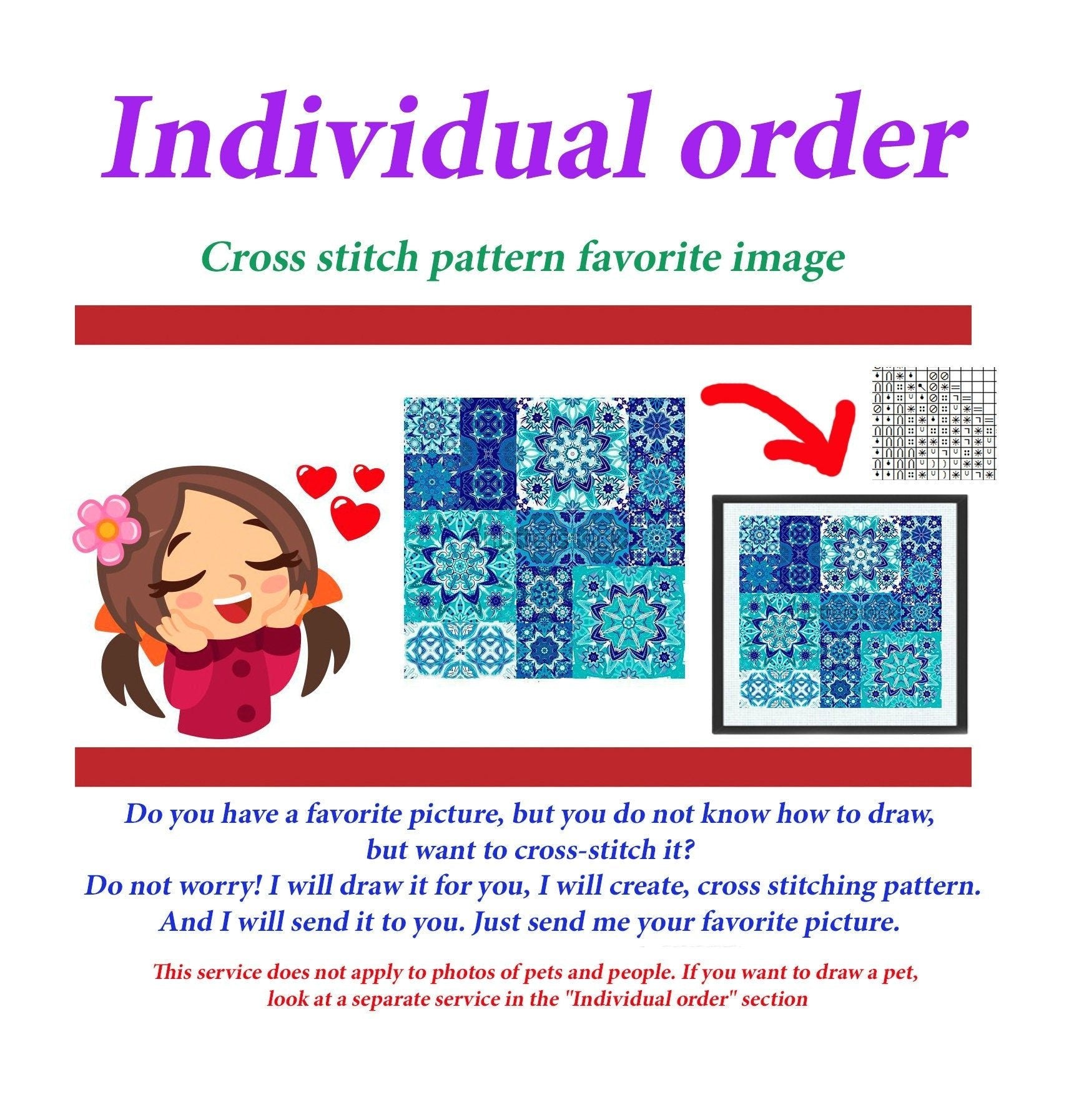 Custom Cross Stitch Pattern From Picture, Personalized Embroidery Pattern PDF, Turn Your Image Into Cross Stitch Design - NuttyHappyHobby