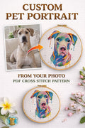 Custom Pet Portrait Cross Stitch Pattern From Photo, Personalized Dog Cat Embroidery Pattern PDF, Pet Photo To Cross Stitch Pattern pdf - NuttyHappyHobby