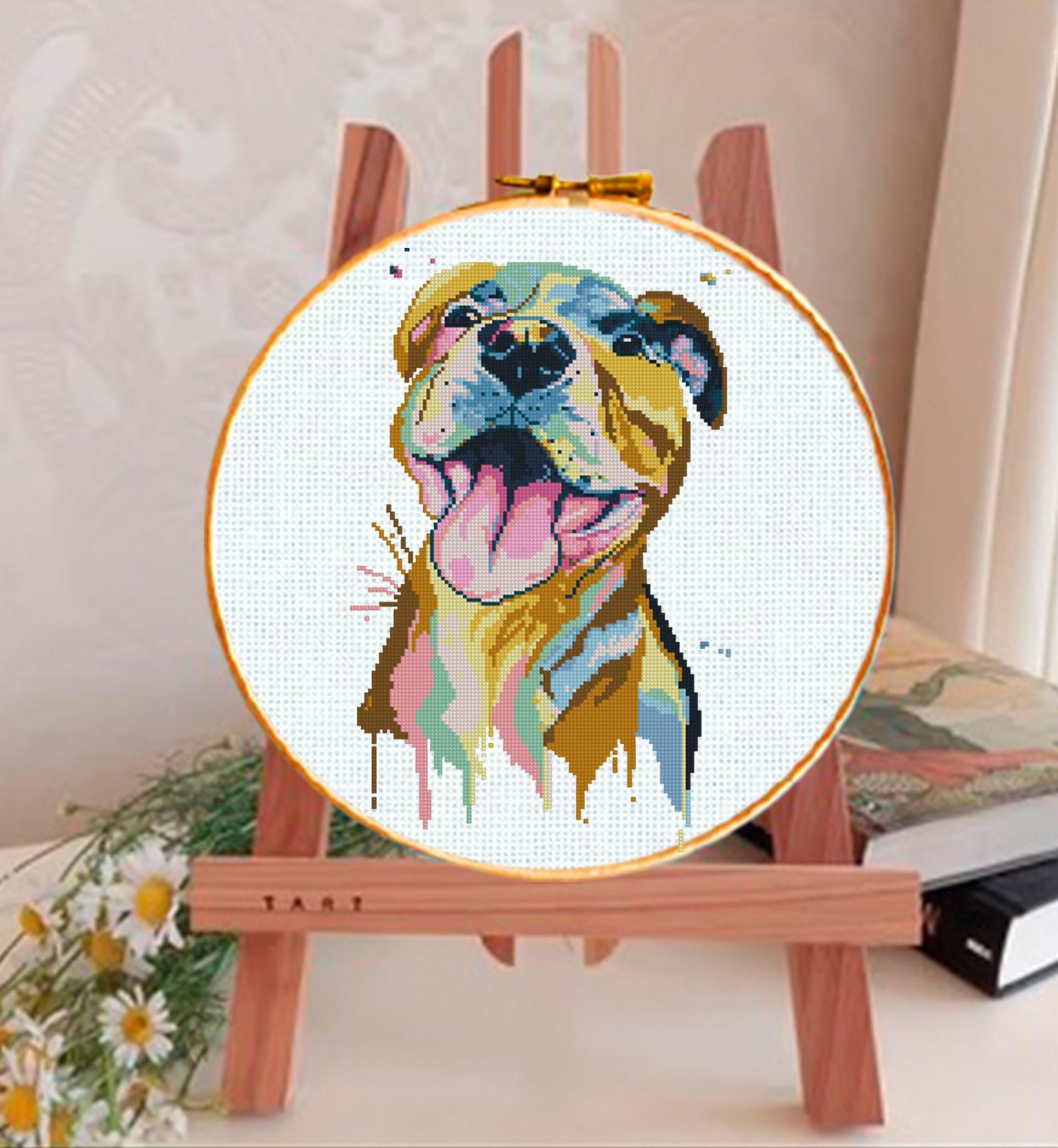 Custom Two Pet Portrait Cross Stitch Pattern From Photo, Personalized Dog Embroidery Pattern PDF, 2 Pets Photo To Cross Stitch, Cat Portrait - NuttyHappyHobby