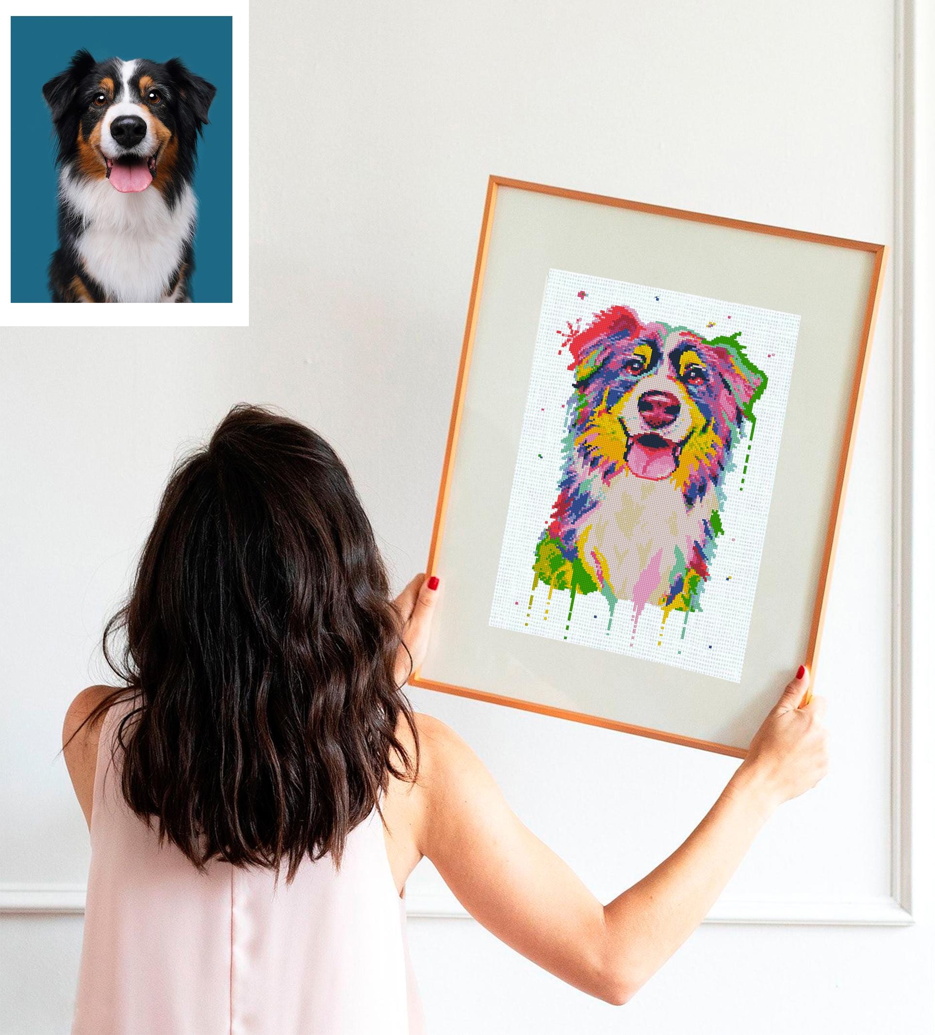 Custom Two Pet Portrait Cross Stitch Pattern From Photo, Personalized Dog Embroidery Pattern PDF, 2 Pets Photo To Cross Stitch, Cat Portrait - NuttyHappyHobby