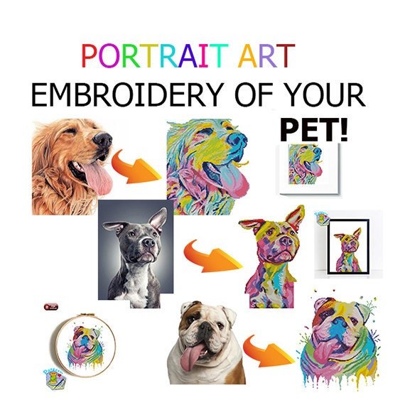 Custom Two Pets Cross Stitch Pattern From Photo, Personalized Dog Portrait Embroidery PDF, Double Pet Portrait Cross Stitch Design, cat - NuttyHappyHobby