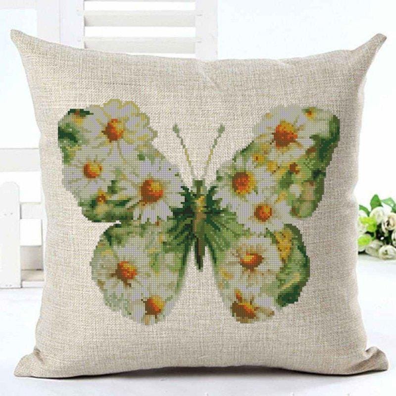Daisy Butterfly Cross Stitch Pattern PDF, Floral Butterfly Embroidery Design, Wildflower Botanical Cross Stitch Chart, Keeper Pattern, pdf - NuttyHappyHobby