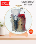 Dental Implant Cross Stitch Pattern PDF, Tooth Anatomy Embroidery Design, Dentist Office Wall Art, Medical Decor Download, Pattern Keeper - NuttyHappyHobby
