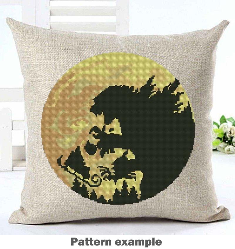 Dinosaur embroidery, T rex cross stitch, shark cross stitch, Landscape Counted Cross Stitch Chart, Sunset, Mountain,Starry Sky, Download PDF - NuttyHappyHobby