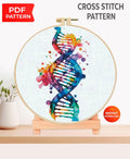 DNA Double Helix Cross Stitch Pattern PDF, Colorful Genetics Embroidery Design, Science Wall Art, Medical Decor Download, Pattern Keeper - NuttyHappyHobby
