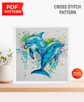 Dolphin Cross Stitch Pattern PDF, Ocean Embroidery Pattern, Sea Life Cross Stitch, Dolphin Art Pattern, Marine Animal Design, Download pdf - NuttyHappyHobby