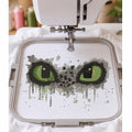 Dragon Eyes Machine Embroidery Design, Green Dragon Eyes Ripped Fabric Effect, Fantasy Creature PES DST JEF, Instant Digital Download - NuttyHappyHobby