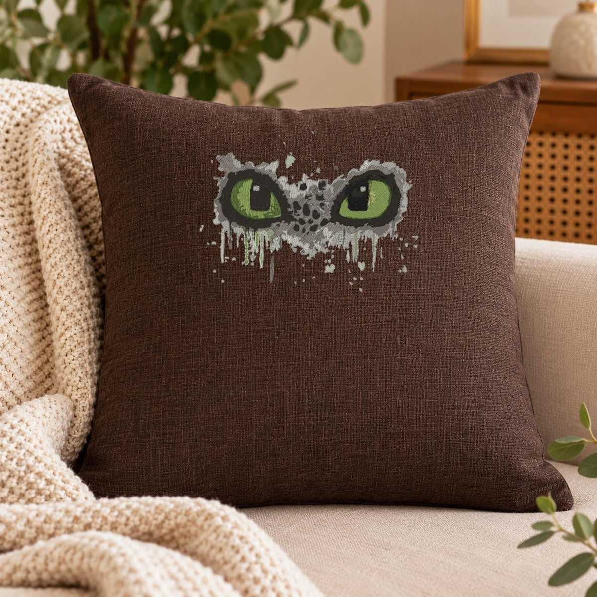 Dragon Eyes Machine Embroidery Design, Green Dragon Eyes Ripped Fabric Effect, Fantasy Creature PES DST JEF, Instant Digital Download - NuttyHappyHobby