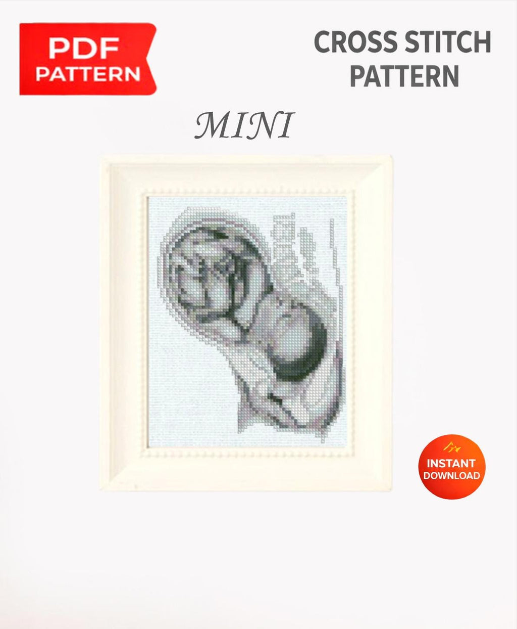 Embryo Cross Stitch Pattern PDF Fetus Anatomy Embroidery Pregnancy Womb Medical Art Mini Modern Instant Download pdf, Pattern Keeper - NuttyHappyHobby