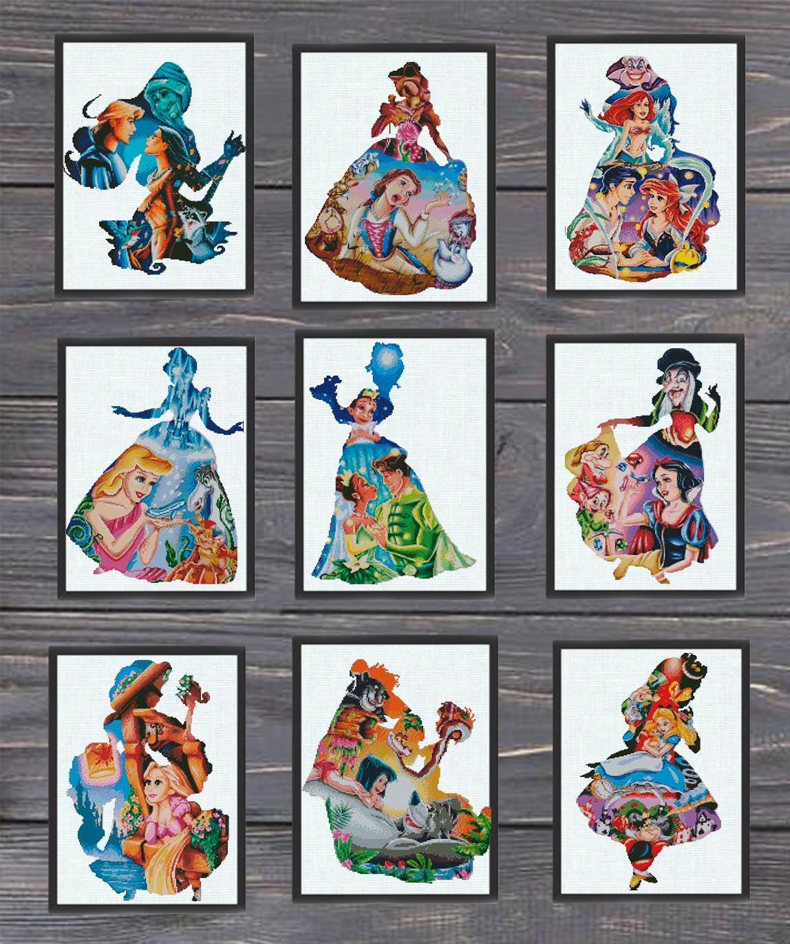 Fairy Tale Princess Cross Stitch Pattern Bundle, Fantasy Princess Collection Embroidery PDF, Storybook Princess Needlework Set Download, 90s - NuttyHappyHobby
