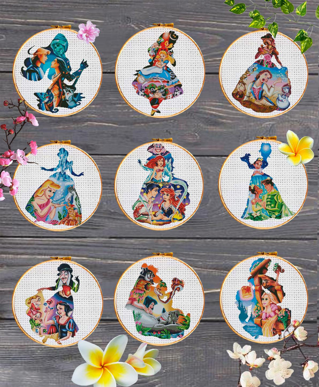 Fairy Tale Princess Cross Stitch Pattern Bundle, Fantasy Princess Collection Embroidery PDF, Storybook Princess Needlework Set Download, 90s - NuttyHappyHobby