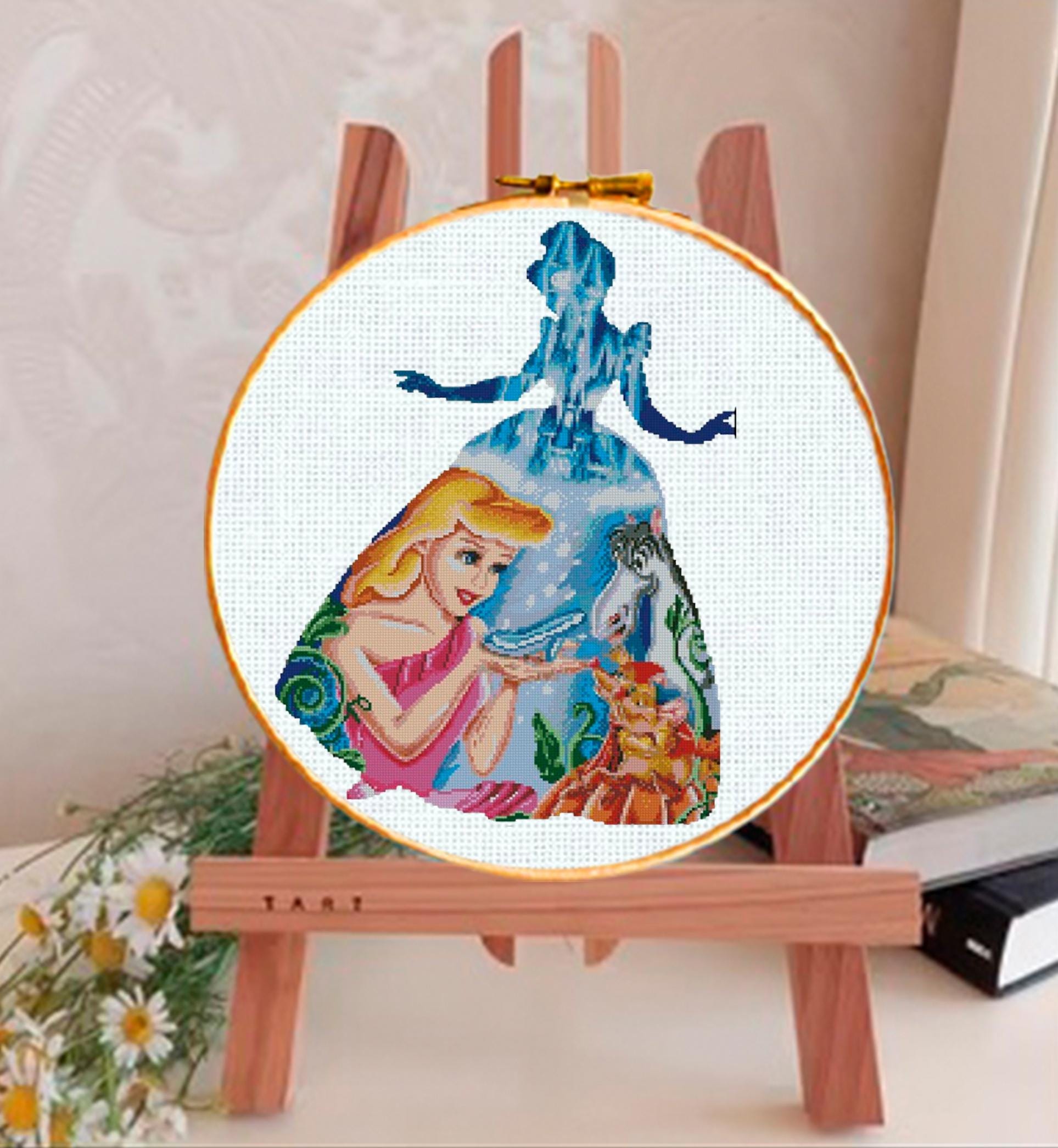 Fairytale Princess Cross Stitch Pattern PDF, Magical Ball Gown Embroidery Design, Fantasy Princess Dress Scene Wall Art, 90s cartoons, baby - NuttyHappyHobby