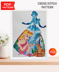 Fairytale Princess Cross Stitch Pattern PDF, Magical Ball Gown Embroidery Design, Fantasy Princess Dress Scene Wall Art, 90s cartoons, baby - NuttyHappyHobby