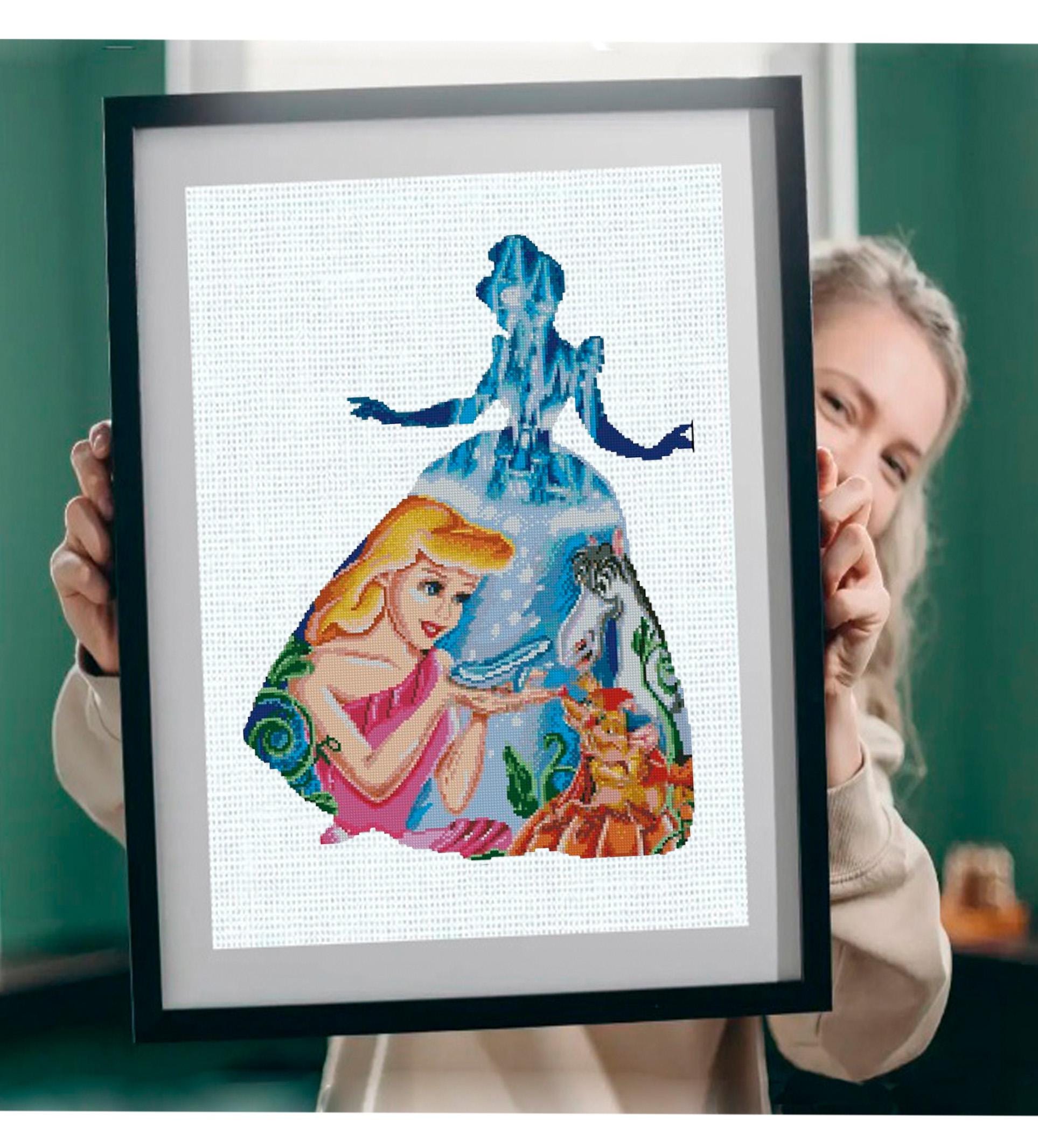 Fairytale Princess Cross Stitch Pattern PDF, Magical Ball Gown Embroidery Design, Fantasy Princess Dress Scene Wall Art, 90s cartoons, baby - NuttyHappyHobby