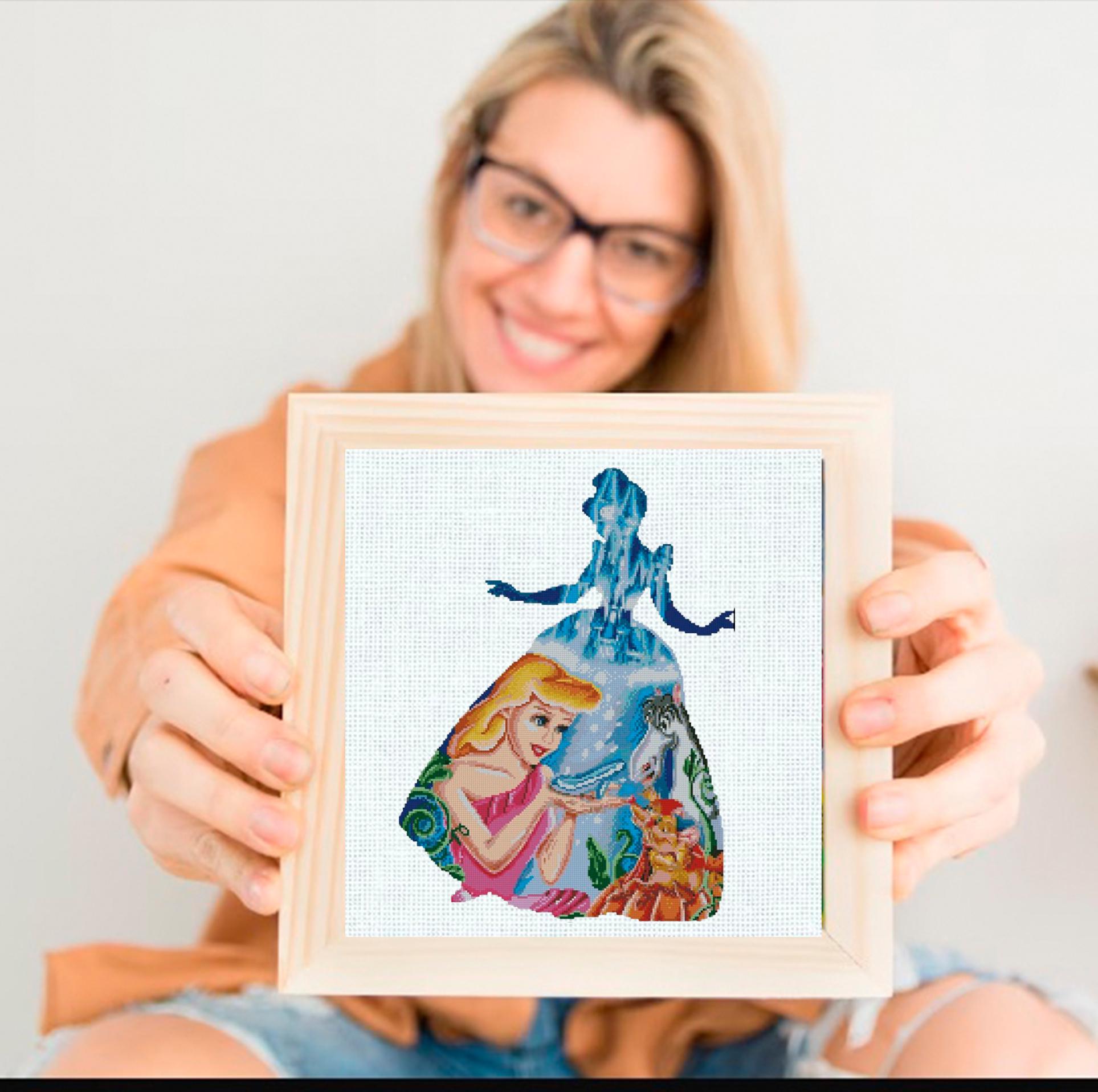 Fairytale Princess Cross Stitch Pattern PDF, Magical Ball Gown Embroidery Design, Fantasy Princess Dress Scene Wall Art, 90s cartoons, baby - NuttyHappyHobby