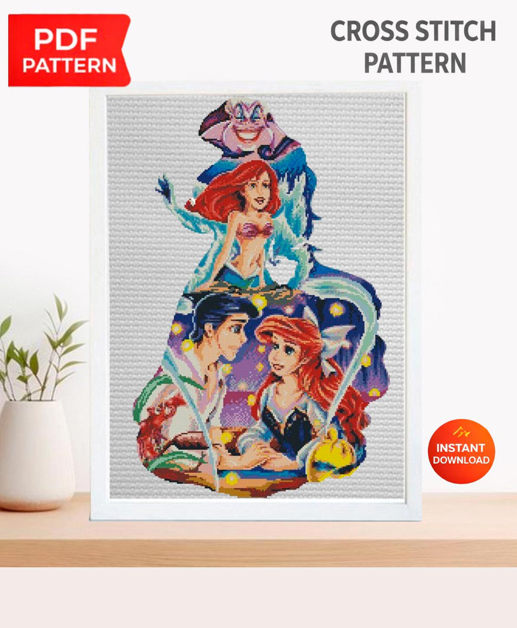 Fairytale Princess Silhouette Cross Stitch Pattern PDF, Fantasy Princess Collection Embroidery Design, Storybook Inspired Needlework, 90s - NuttyHappyHobby