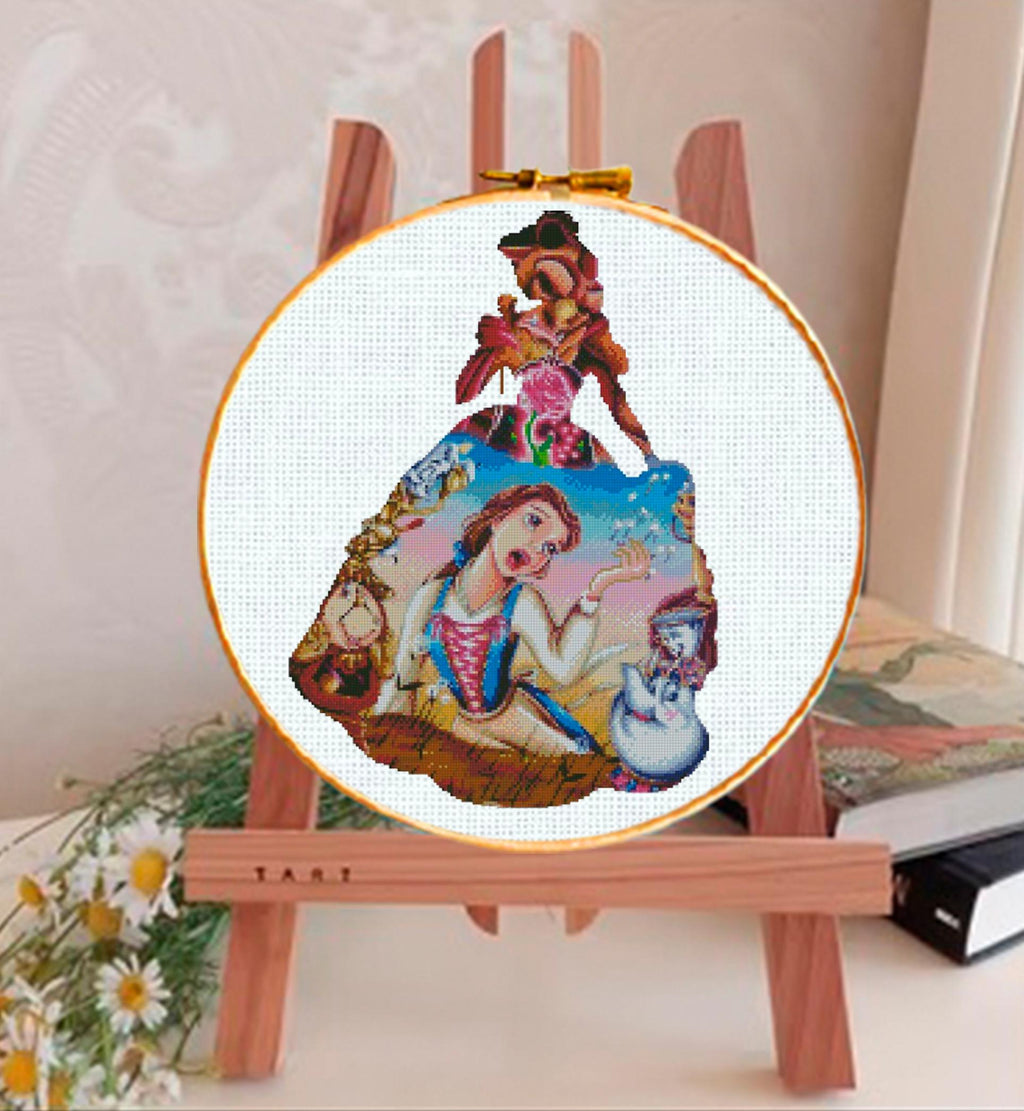 Fairytale Princess Silhouette Cross Stitch Pattern PDF, Fantasy Princess Collection Embroidery Design, Storybook Inspired Needlework, 90s - NuttyHappyHobby