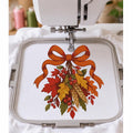 Fall Harvest Bow Machine Embroidery Design, Autumn Leaves Wheat Berries, Thanksgiving PES DST JEF Embroidery File, Instant Download - NuttyHappyHobby