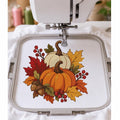Fall Pumpkin Machine Embroidery Design, Orange White Pumpkins Autumn Leaves Acorns, Thanksgiving PES DST JEF, Instant Download - NuttyHappyHobby