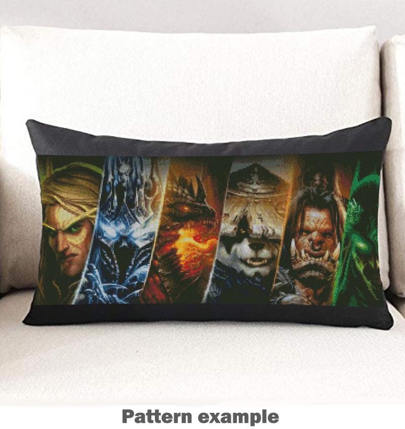 Fantasy Heroes Cross Stitch Pattern PDF, MMORPG Inspired Map Embroidery Design, Gamer World Map Needlepoint Chart, Fantasy Decor download - NuttyHappyHobby