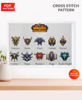 Fantasy MMORPG Class Icons Cross Stitch Pattern Bundle PDF, Gamer Emblems Embroidery Design Set, Fantasy Game Needlepoint Chart, download - NuttyHappyHobby