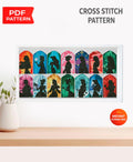 Fantasy Princess Silhouette Cross Stitch Pattern Set, Fairy Tale Princess Collection Embroidery PDF, Colorful Princess Window Needlework,90s - NuttyHappyHobby