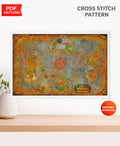 Fantasy World Map Cross Stitch Pattern PDF, MMORPG Inspired Map Embroidery Design, Gamer World Map Needlepoint Chart, Fantasy Decor download - NuttyHappyHobby
