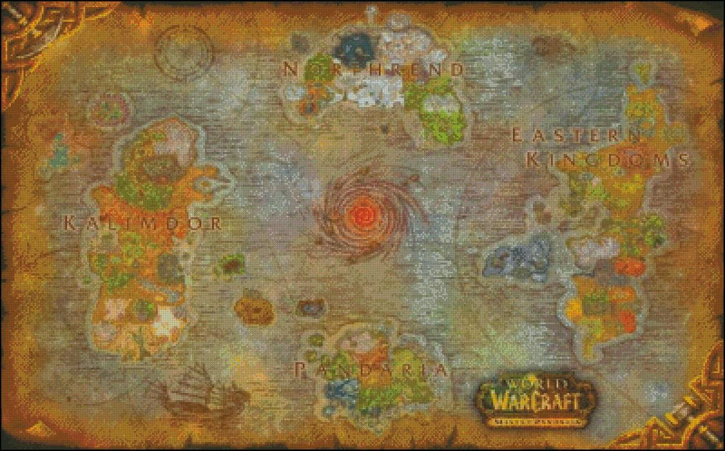 Fantasy World Map Cross Stitch Pattern PDF, MMORPG Inspired Map Embroidery Design, Gamer World Map Needlepoint Chart, Fantasy Decor download - NuttyHappyHobby
