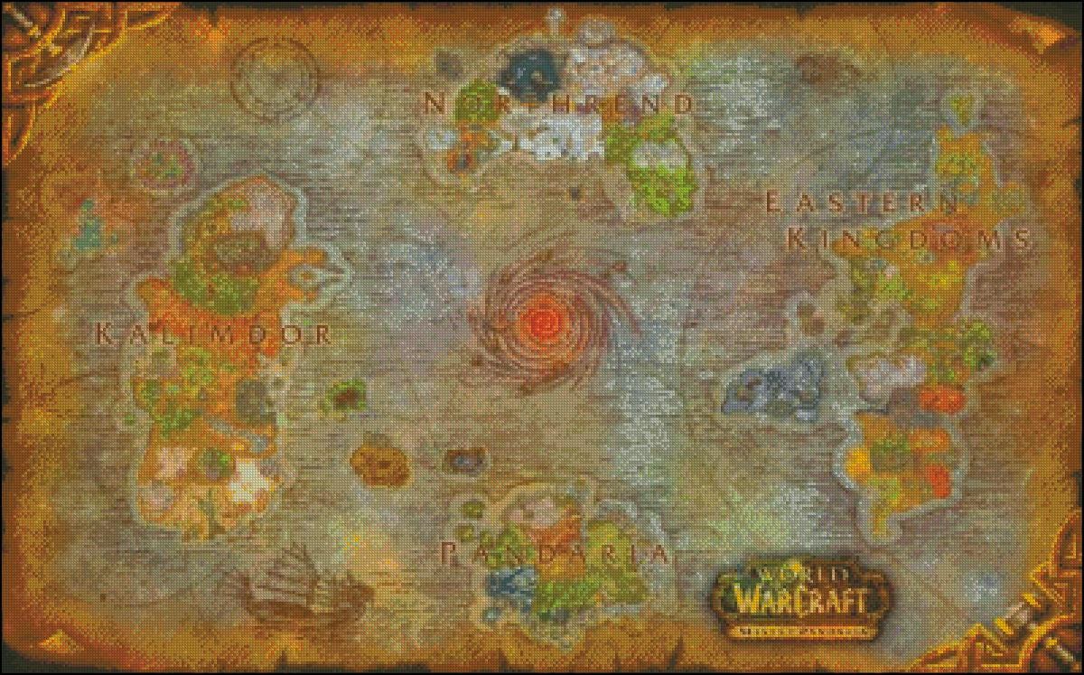 Fantasy World Map Cross Stitch Pattern PDF, MMORPG Inspired Map Embroidery Design, Gamer World Map Needlepoint Chart, Fantasy Decor download - NuttyHappyHobby