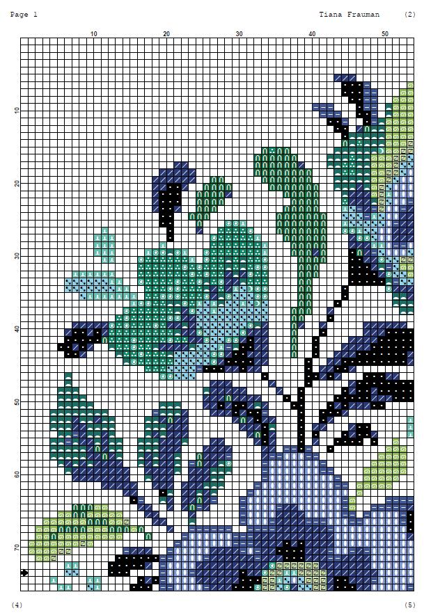 Floral Cross Stitch Pattern PDF, Blue Flower Embroidery Design, Modern Botanical Cross Stitch Chart, Round Hoop Needlework, Instant Download - NuttyHappyHobby