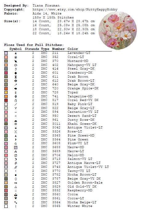 Flower Cross Stitch Pattern Set PDF, Botanical Floral Embroidery Charts, Round Hoop Flower Patterns Bundle, Instant Download Wall Art - NuttyHappyHobby