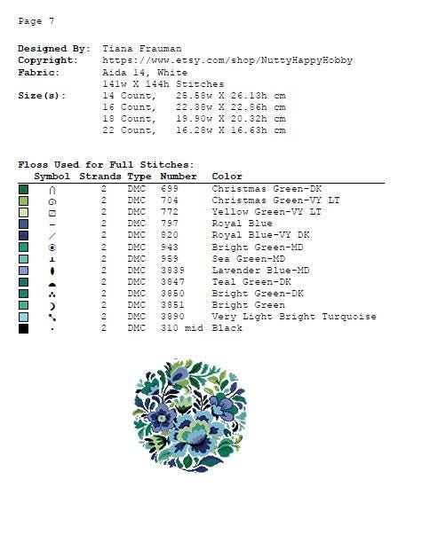 Folk Floral Cross Stitch Pattern Set PDF, Slavic Style Flowers Collection, 4 Round Hoop Embroidery Charts, Modern Botanical Wall Art - NuttyHappyHobby