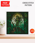 Forest Goddess Cross Stitch Pattern PDF, Tree Spirit Fantasy Embroidery Design, Magical Nature Woman Cross Stitch Digital Download pdf - NuttyHappyHobby