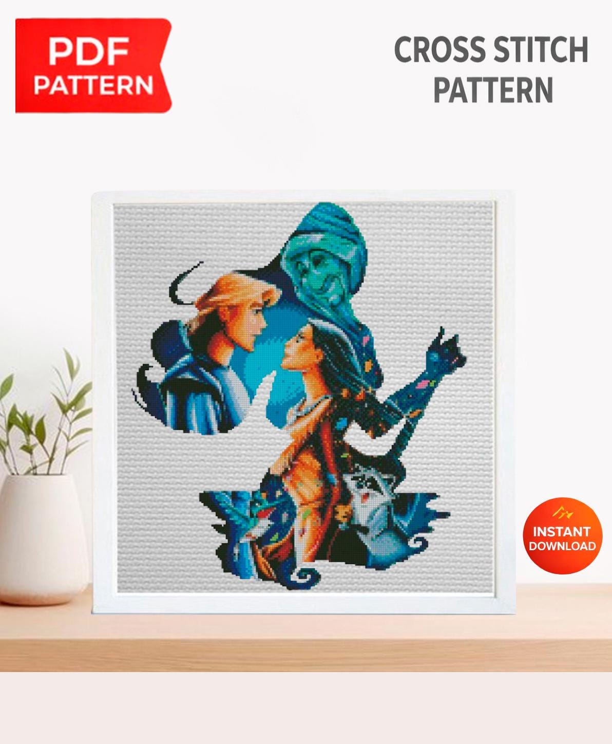 Forest Princess Cross Stitch Pattern PDF, Spirit of Nature Princess Embroidery Design, Fantasy Tribal Princess Needlework,Storybook Princess - NuttyHappyHobby