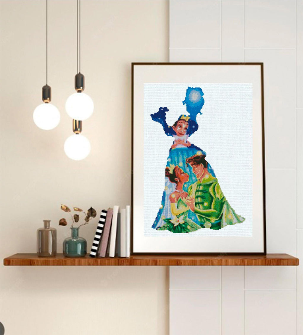 Frog Princess Cross Stitch Pattern PDF, Fairy Tale Princess Embroidery Design, Magical Princess Cross Stitch, 90s cartoons, download - NuttyHappyHobby