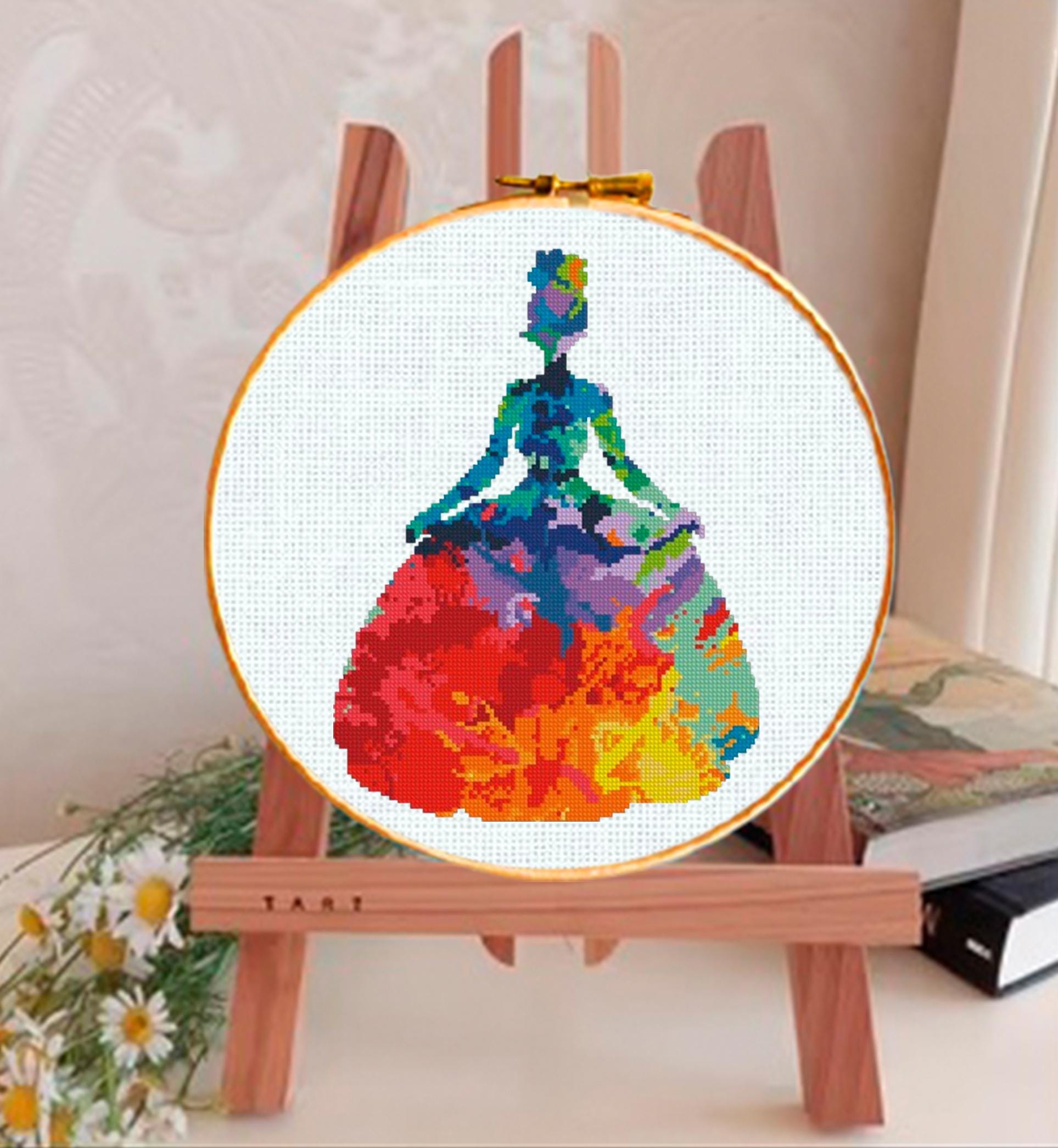 Frog Princess Cross Stitch Pattern PDF, Fairy Tale Princess Embroidery Design, Magical Princess Cross Stitch, 90s cartoons, download - NuttyHappyHobby
