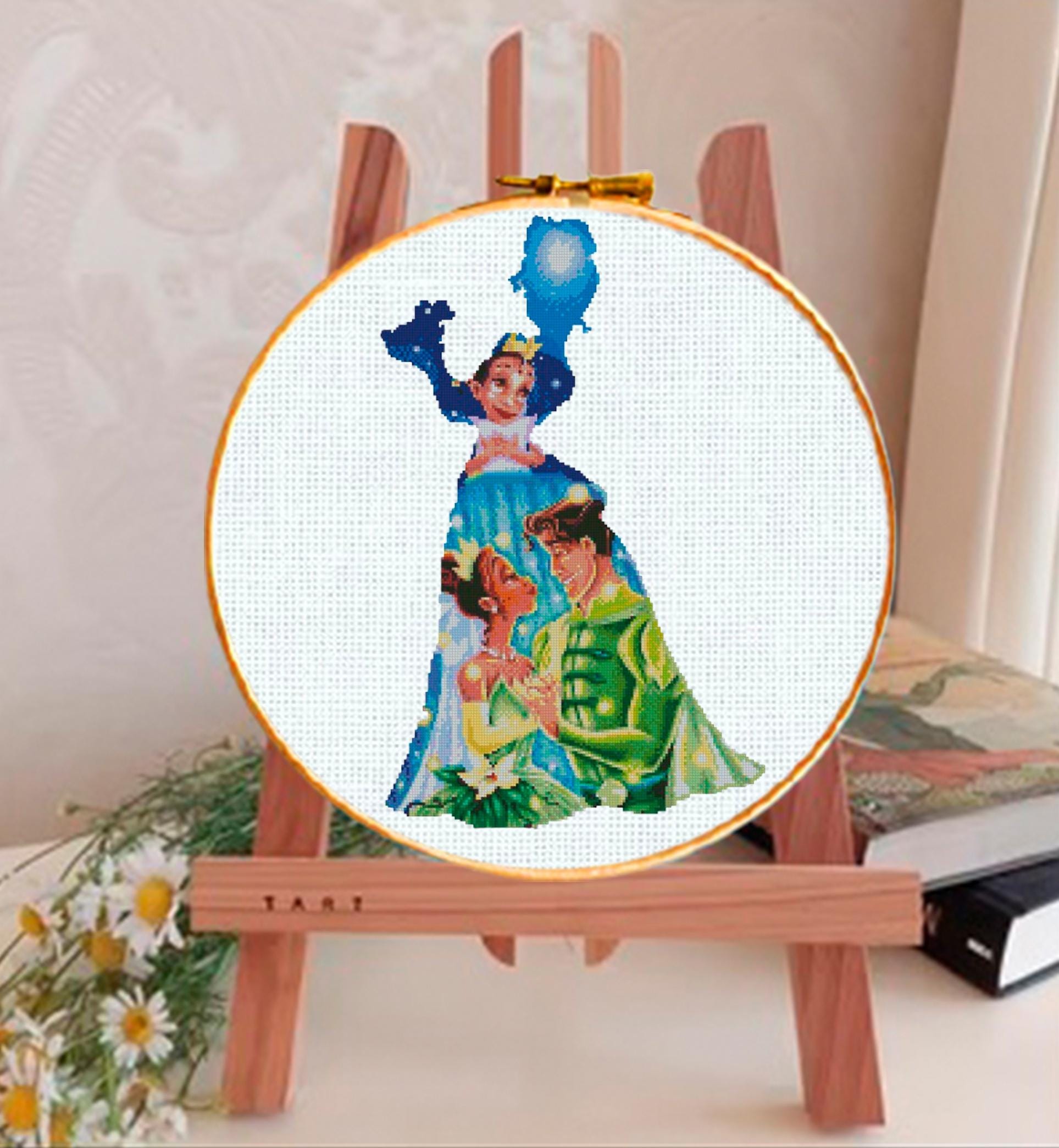 Frog Princess Cross Stitch Pattern PDF, Fairy Tale Princess Embroidery Design, Magical Princess Cross Stitch, 90s cartoons, download - NuttyHappyHobby