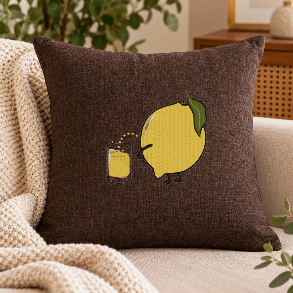 Funny Lemon Machine Embroidery Design, Cute Lemon with Juice, Summer Fruit Embroidery File - NuttyHappyHobby