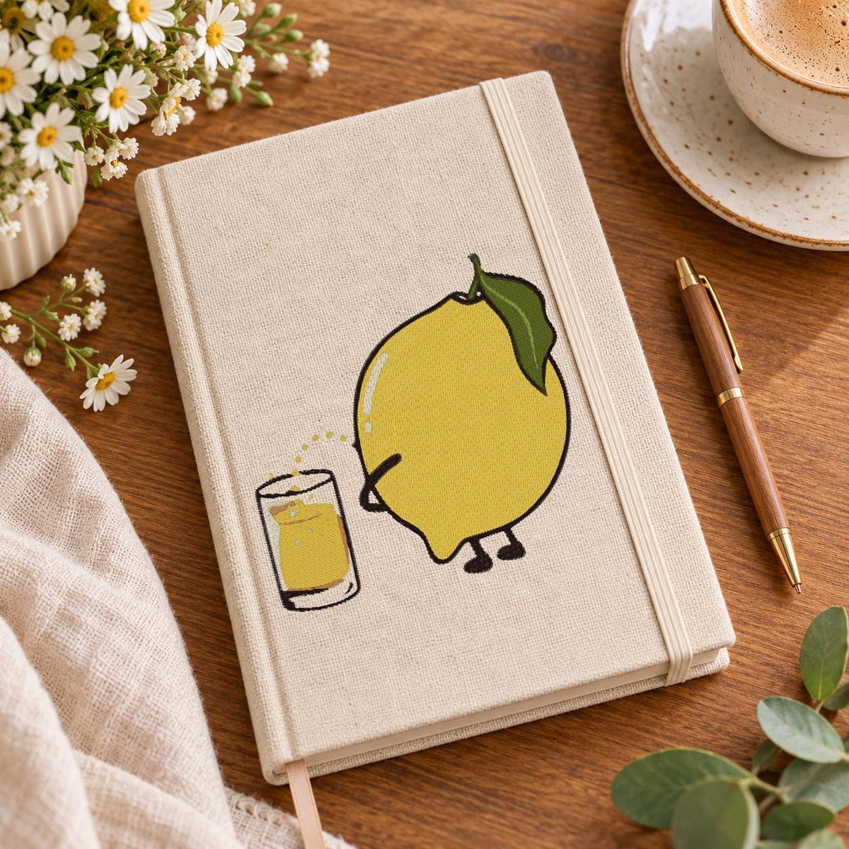 Funny Lemon Machine Embroidery Design, Cute Lemon with Juice, Summer Fruit Embroidery File - NuttyHappyHobby