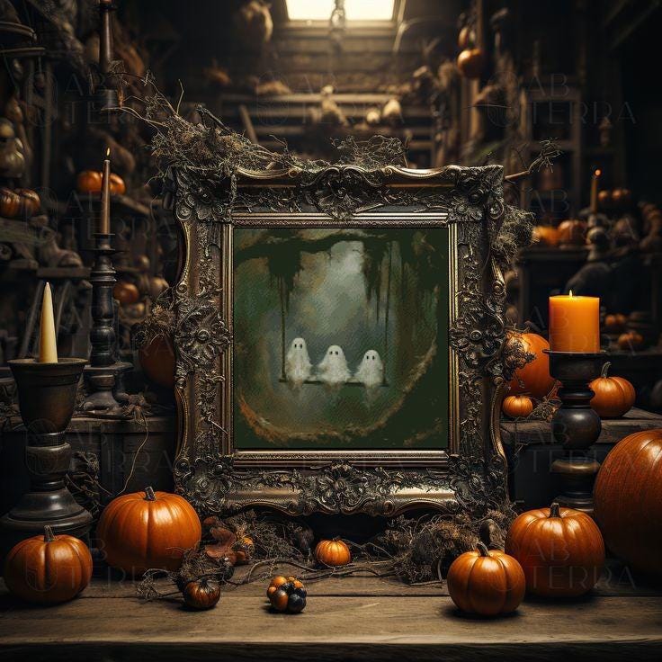 Ghost Cross Stitch Pattern Bundle Set of 5, Cute Ghost Embroidery Patterns, Spooky Forest Halloween Decor, Modern Cross Stitch PDF Download - NuttyHappyHobby